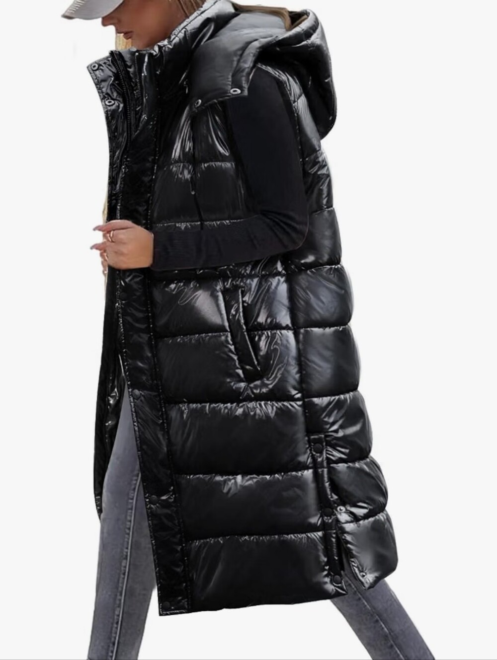 Hoodie Quilted Jacket Thermal Puffy Hooded Coats Outerwear Vest